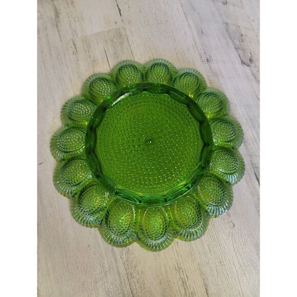 Indiana Carnival glass green‎ plate vintage home collectible - Picture 6 of 6